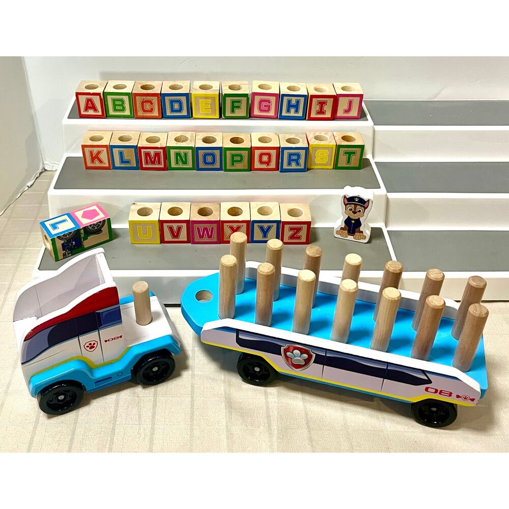 Melissa & Doug PAW Patrol Wooden ABC Block Truck letters numbers puzzles vehicle